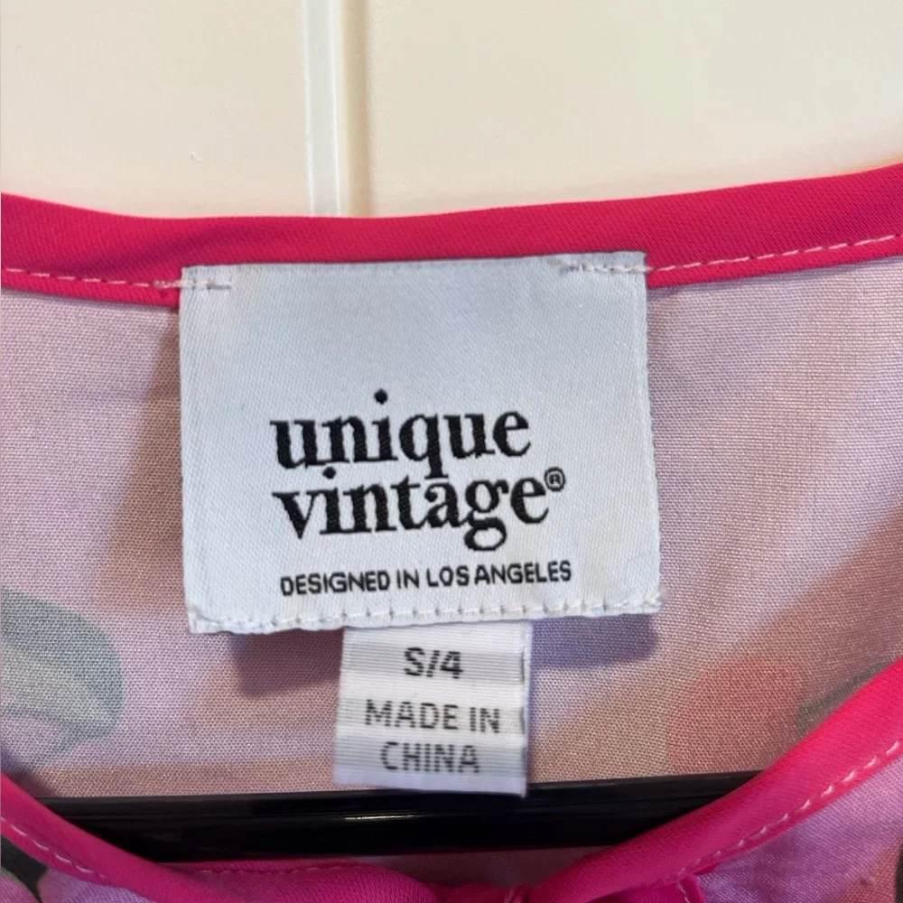 Unique Vintage Hot Pink Cherry Tie Neck Blouse 50s 60s Inspired Pinup Kawaii - Picture 5 of 7